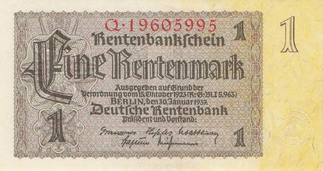 1 Rentenmark 1937 ro.166b Q